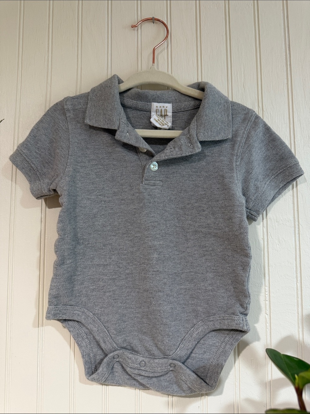 NWOT GAP Gray Polo-Style Baby Bodysuit